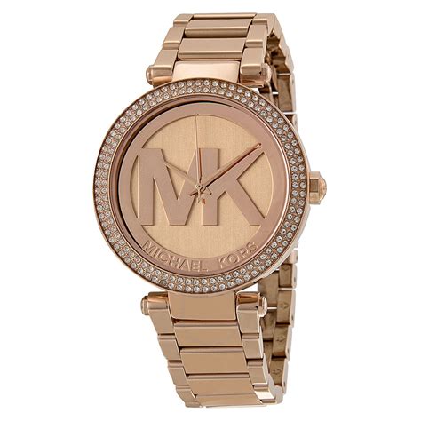 michael kors parker rose gold watch with logo dial|parker rose gold tone watch.